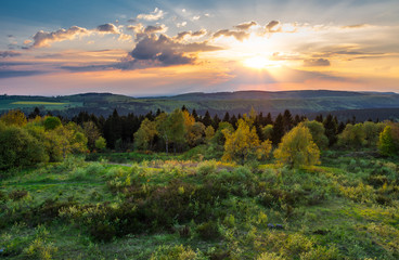 The landscape at sunset in Germany, Low Saxony