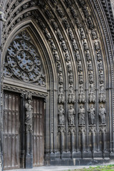 Saint-Ouen Abbey Church (Abbatiale Saint-Ouen, 1318 - 1537) is a large Gothic Roman Catholic church in Rouen, Normandy, France. Western facade with two spire-towers.