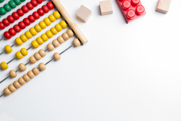 Colorful abacus kids toy on white background