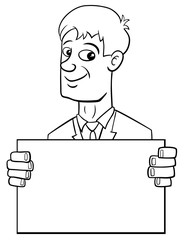cartoon businessman with card
