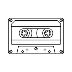 Retro cassette icon black line simple isolated