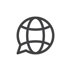 Fototapeta premium Translation globe line icon, outline vector sign, linear style pictogram isolated on white. Symbol, logo illustration. Thick line design. Pixel perfect graphics