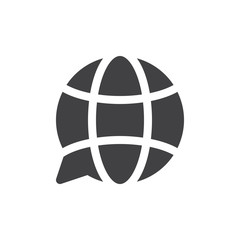 Translation globe icon vector, filled flat sign, solid pictogram isolated on white. Symbol, logo illustration. Pixel perfect