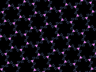 A hand drawing pattern made of pink on a black background.