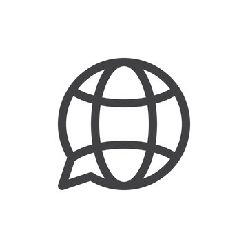 Translation globe line icon, outline vector sign, linear style pictogram isolated on white. Symbol, logo illustration. Thick line design. Pixel perfect graphics