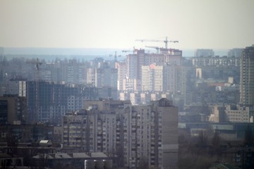 Work in progress at construction site in Kiev, Ukraine