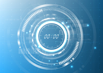 Technological digital abstract modern clock interface  background vector