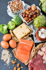 Assortment of healthy protein source and body building food