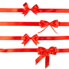 set of four red ribbon satin bows
