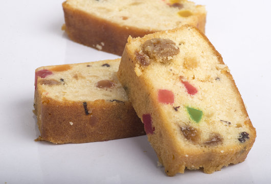 Tradtional dried fruit cake slices image