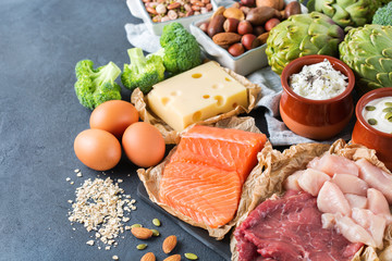 Assortment of healthy protein source and body building food