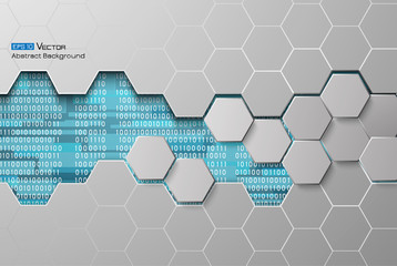 Hexagons and binary code blue