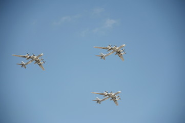 The group of Soviet strategic bomber Tupolev Tu-95 