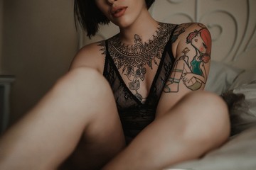 Boudoir inked girl