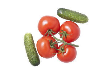 Tomatoes and cucumbers.