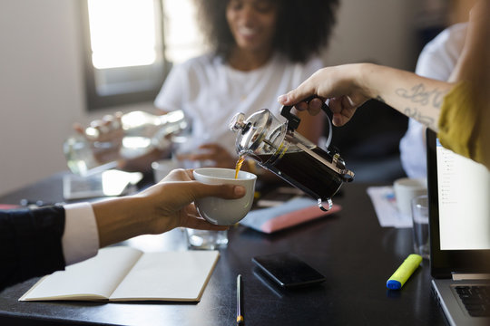 Coffee break during a meeting in office