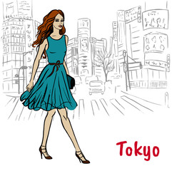 Fototapeta na wymiar woman in Tokyo