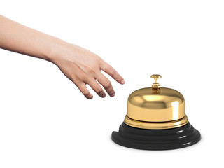 Reception bell on white. 3D rendering