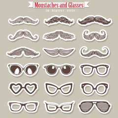 Moustaches and glasses