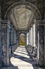 The gallery of The Marble Bridge in the Catherine Park in Tsarskoye Selo.