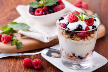 yogurt with muesli and berries