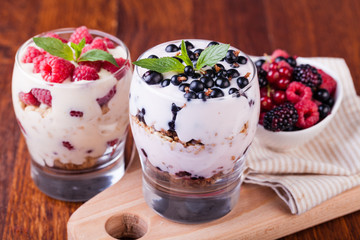 yogurt with muesli and berries