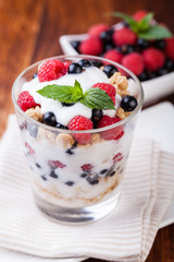 yogurt with muesli and berries
