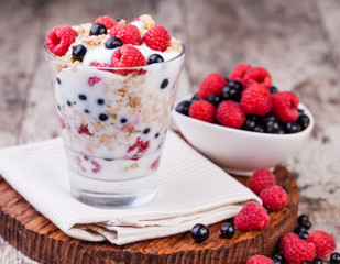 yogurt with muesli and berries