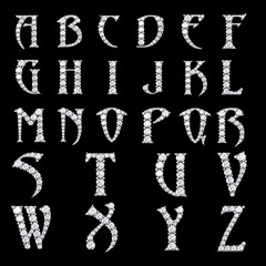 Diamond alphabet, letters from A to Z,