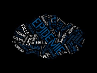 EPIDEMIE - Bilder mit W&ouml;rtern aus dem Bereich Epedemie, Wortwolke, W&uuml;rfel, Buchstabe, Bild, Illustration