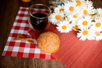 Good morning concept - Breakfast accompanied by delicious frothy espresso cookies