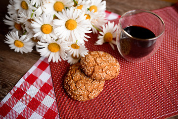 Good morning concept - Breakfast accompanied by delicious frothy espresso cookies