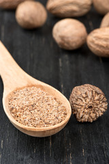 Nutmeg powder in spoon