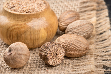 Jar with nutmeg powder
