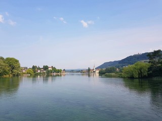 Fototapeta na wymiar Blick über den Rhein bei Stein am Rhein