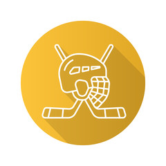 Hockey game equipment. Flat linear long shadow icon