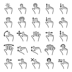 Gesture Icons Set for Mobile Touch Devices. Vector