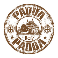Brown grunge rubber stamp with the name of Padua city from Italy