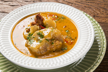 Mocoto Brazilian dish made from cow's feet, stewed with beans and vegetables