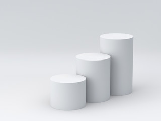 White podium step on white background for display. 3D rendering.
