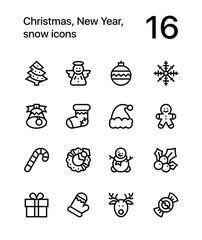 Merry Christmas and Happy New Year icons for web and mobile design pack 1