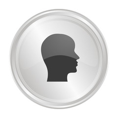 Kopf Profil - Verchromter Button