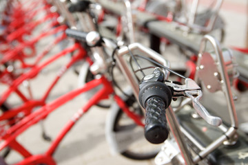 Fototapeta premium Rental bicycles view