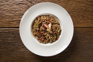 pinion paçoca in the white plate