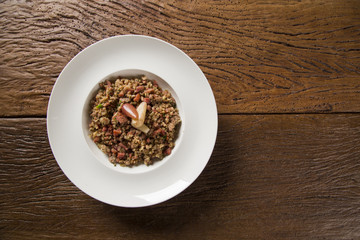 pinion paçoca in the white plate