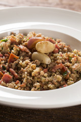 pinion paçoca in the white plate