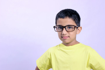Indian child wear eyeglass
