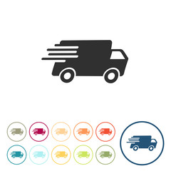 Runde Schaltflächen - Transport - Lieferung - Express-Lieferung