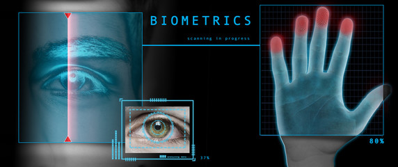 biometric hi tech security retina scan - obrazy, fototapety, plakaty