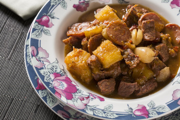 rustic Stew meat with manioc, sausage and pinion - Entrevero with pinhao.